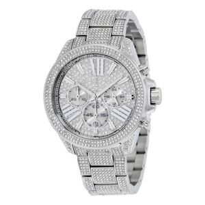 Micheal Kors Wren Crystal Pavé Silver-Tone Watch w/ Box